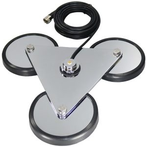 Tri-Magnet NMO Antenna Mount with Rubber Boots & 18ft RG58A/U Coaxial Cable
